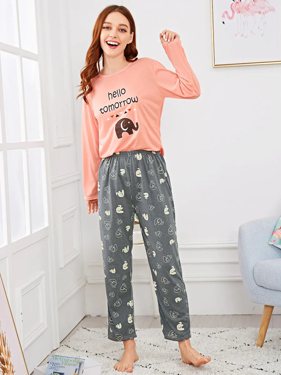 Hello Tomorrow Printed Night Suit