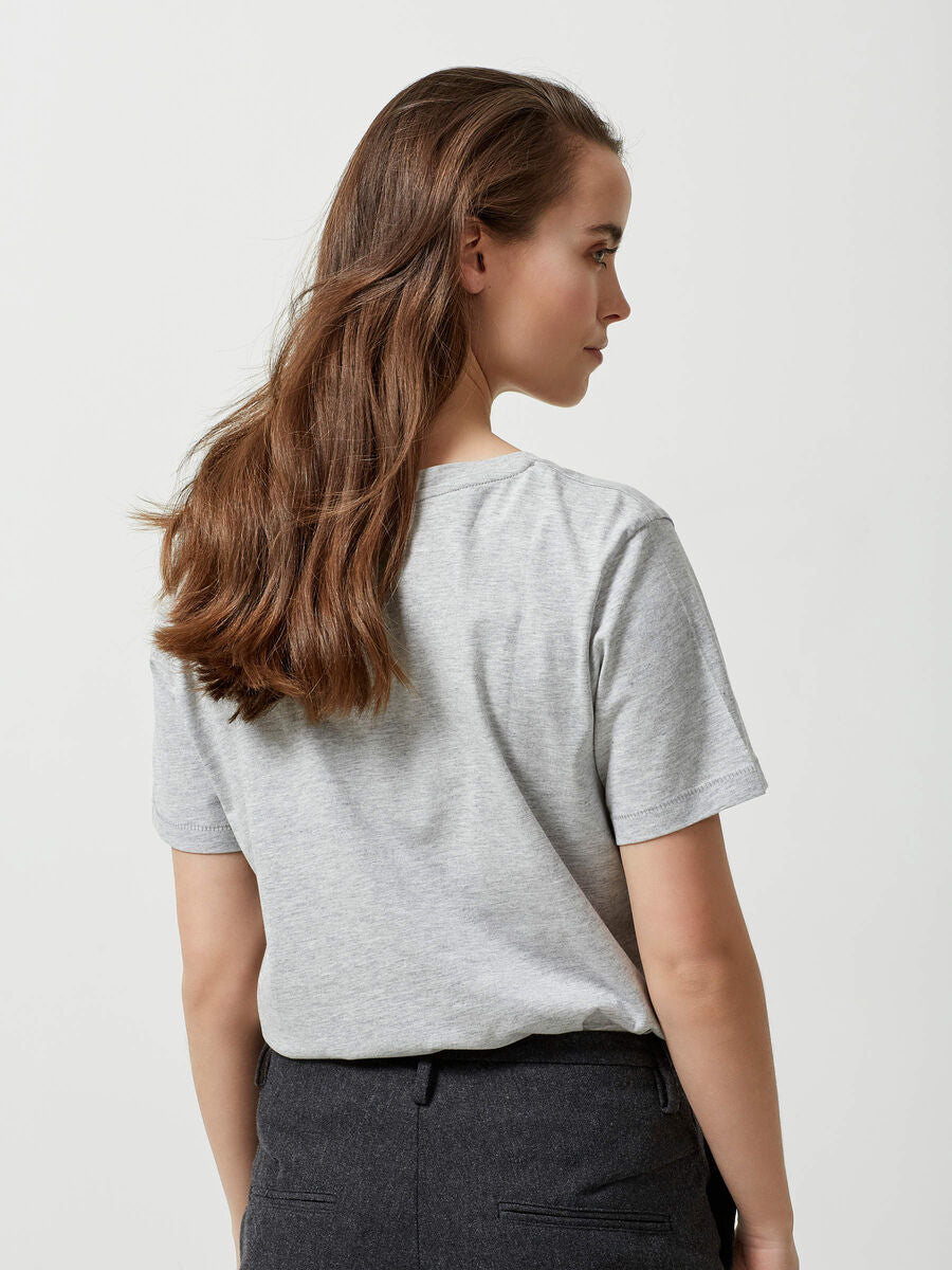 Grey V- Neck T-Shirt For Women