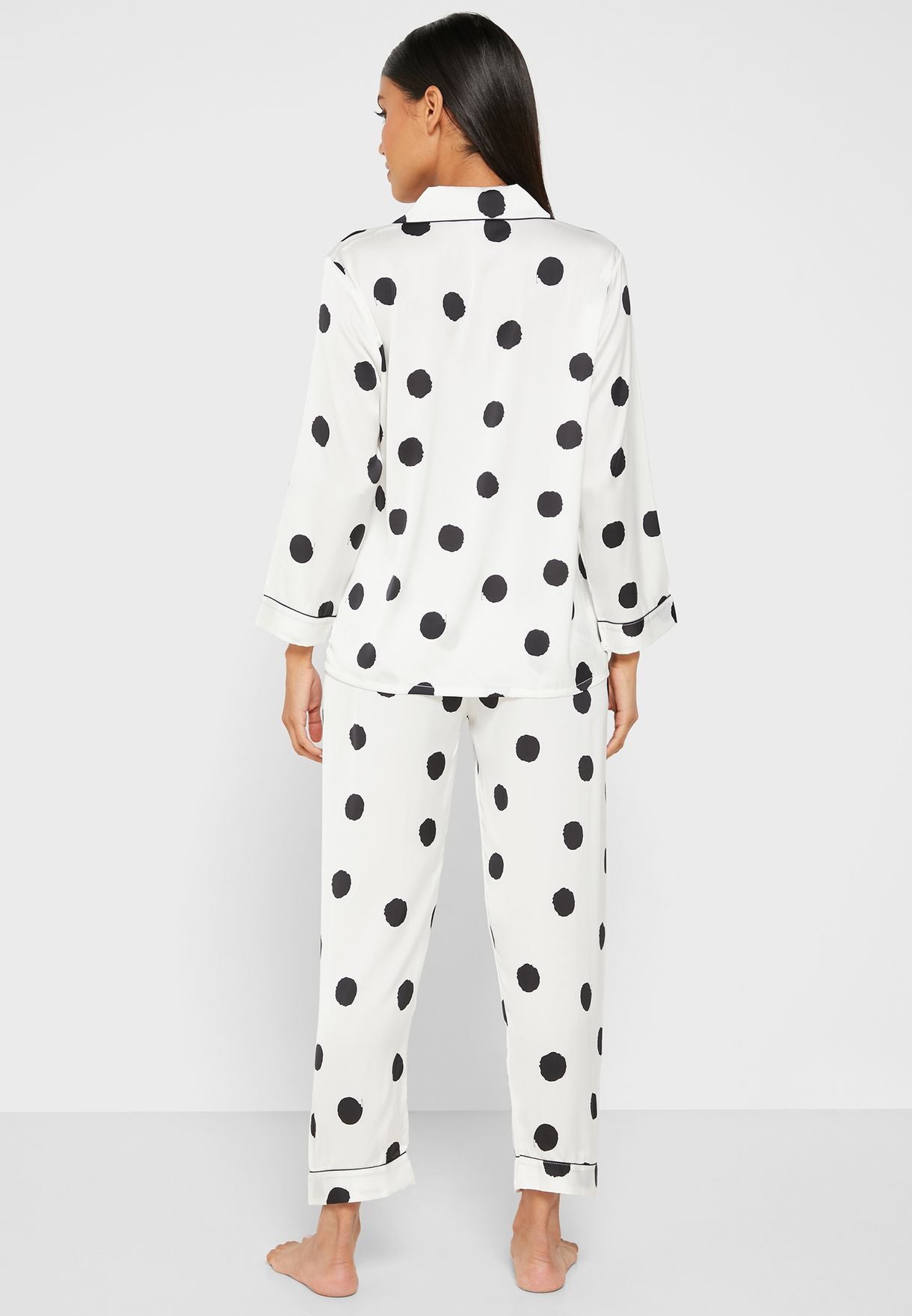 Polka Dot Printed Silk Pj Set