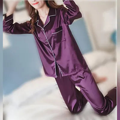 Purple Silk Pj Set