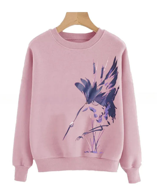 Pink Leaf Printed Sweatshirt