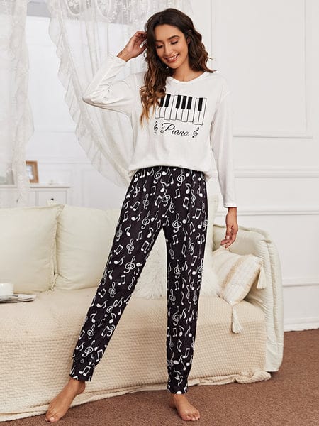 Piano Printed Night Suit